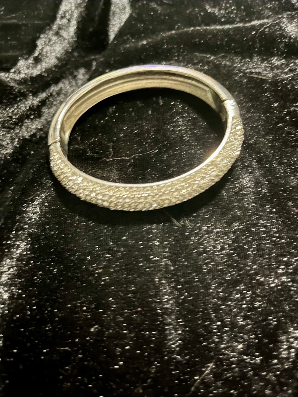 Premier Designs Silver Crystal Pavé Hinged Bangle Bracelet - Silver